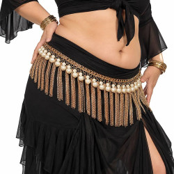 Ceinture métal de danse orientale or et perles - 1