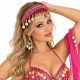 Serre tête filet de danse orientale fuschia porté par une danseuse