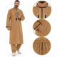 Ensemble qamis mi-long et sarouel homme camel avec détails et pantalon élastique