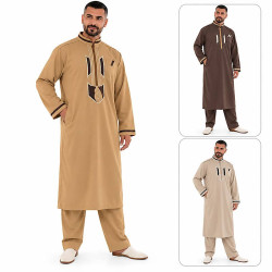 Ensemble qamis mi-long et sarouel homme disponible en plusieurs coloris