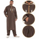 Ensemble qamis mi-long et sarouel homme marron avec poche latérale et sarouel