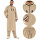 Ensemble qamis mi-long et sarouel homme taupe avec détails du col et poche latérale