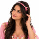 Serre tête fantaisie à paillettes petit noeud et strass rose clair - 1