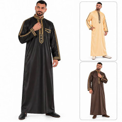 Qamis Qatar style moderne col droit zippé disponible en plusieurs coloris