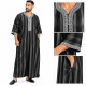 Jellaba marocaine en coton luxe noire à rayures satinées