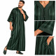 Jellaba marocaine en coton luxe verte à rayures satinées