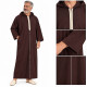 Djellaba marocaine à capuche pour homme marron avec fin liseré