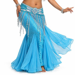 Ceinture de danse orientale satin orientale turquoise / argenté - 1
