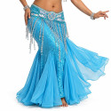 Ceinture de danse orientale satin orientale turquoise / argenté