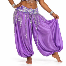 Ceinture de danse orientale satin orientale violet / argenté - 1