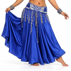 Ceinture de danse orientale satin orientale bleu roy / argenté - 1