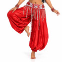 Ceinture de danse orientale satin rouge / argenté