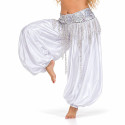 Ceinture de danse orientale satin blanc / argenté