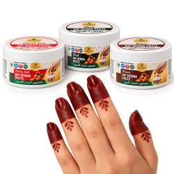 Amina Dip Henna en trois couleurs Cherry Red, Brown et Black pour ongles et doigts