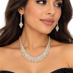 Collier strass + Boucles d'oreilles - 1
