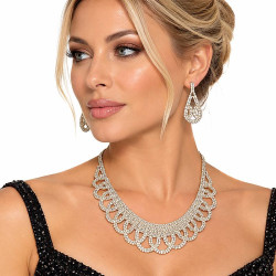 Collier strass et boucles d'oreilles femme - 1