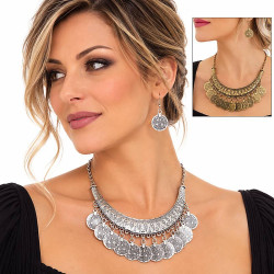 Collier Oriental et boucles d'oreilles breloques - 1