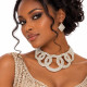 Collier parure strass argenté cercles - 1