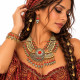 Parure bijoux indiens ethnique dorée et rouge – collier, bracelet et boucles orientales - 2