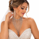 Collier cascade strass de diamants argentés
