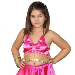 Top satiné de danse orientale enfant rose - 1