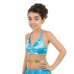 Top satiné de danse orientale enfant turquoise - 1