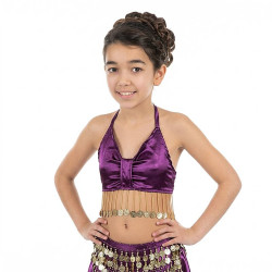 Top satiné de danse orientale enfant violet - 1