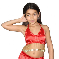 Top satiné de danse orientale enfant rouge - 1