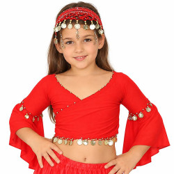 Top de danse orientale enfant 8/12 ans rouge - 1