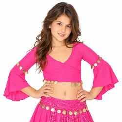 Top de danse orientale enfant 8/12 ans fuschia - 1