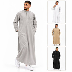 Djellaba homme à col mao classic disponible en quatre coloris : gris clair, blanc, beige et noir
