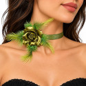 Collier ras de cou fleur vert
