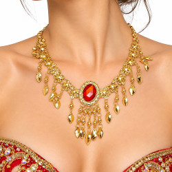 Collier oriental rouge et or - 1