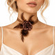 Collier ras de cou fleur marron - 1