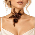 Collier ras de cou fleur marron