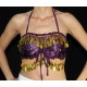 Top dos nu satin de danse orientale violet