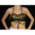 Top dos nu satin de danse orientale noir