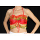 Top dos nu satin de danse orientale rouge
