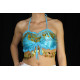 Top dos nu satin de danse orientale turquoise