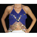 Haut papillon de danse orientale bleu roy 