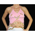 Haut papillon de danse orientale rose