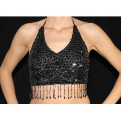 Top pailleté de danse orientale noir