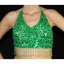 Top pailleté de danse orientale vert