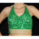 Top pailleté de danse orientale vert