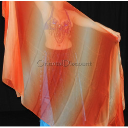 Voile rectangulaire de danse orientale orangé