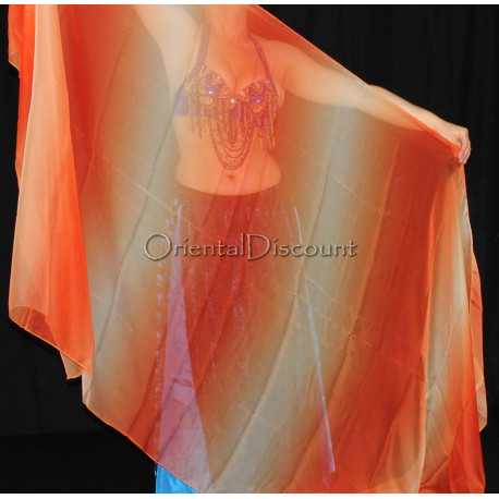 Voile rectangulaire de danse orientale orangé