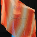 Voile rectangulaire de danse orientale orange blanc