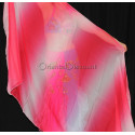 Voile rectangulaire de danse orientale rose blanc
