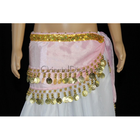 Ceinture enfant de danse orientale rose clair