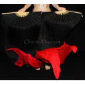 Paire d'Eventails en soie ourlés de danse orientale noir rouge
